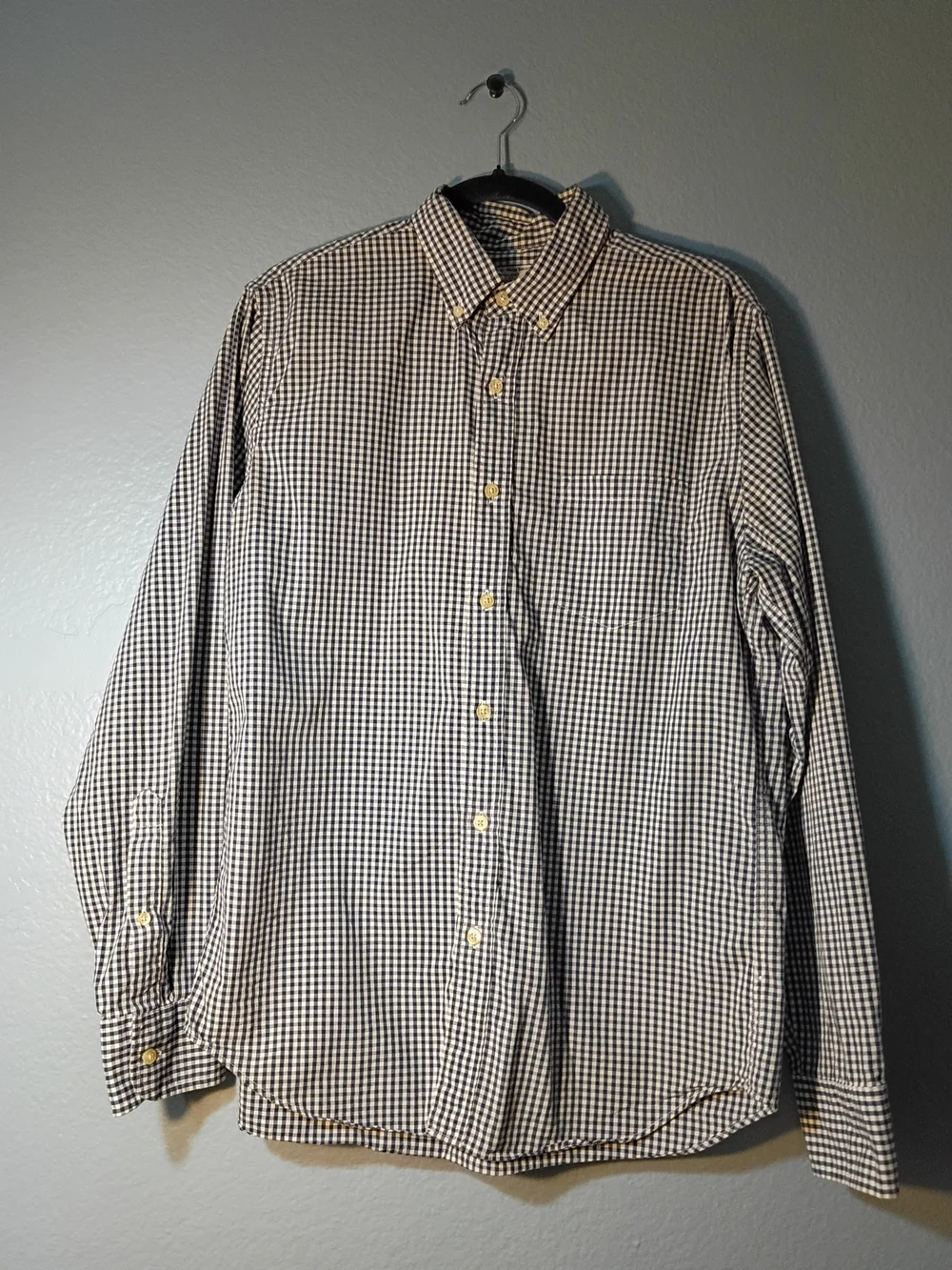 J. Crew Men's Button-Down Gingham Shirt - Black & White